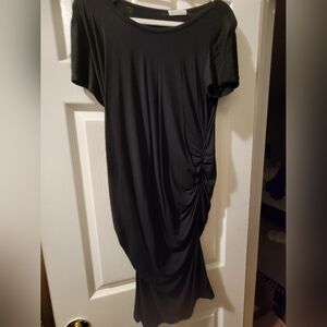 Black ruched maternity dress